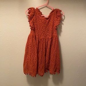 Handmade Vintage-Style Girls Dress, Orange, 3T